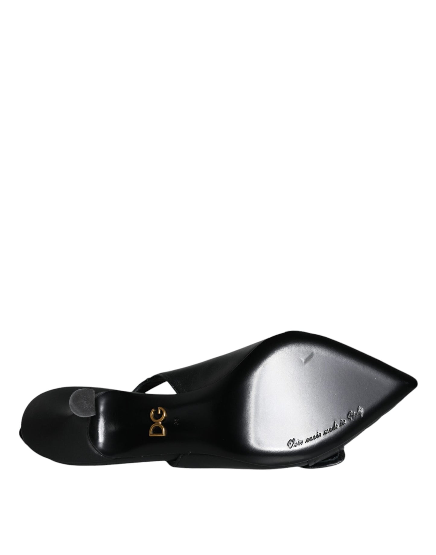 Dolce & Gabbana Black Devotion Leather Heels Slingback Shoes