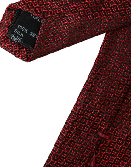 Dolce & Gabbana Red Patterned 100% Silk Adjustable Men Tie