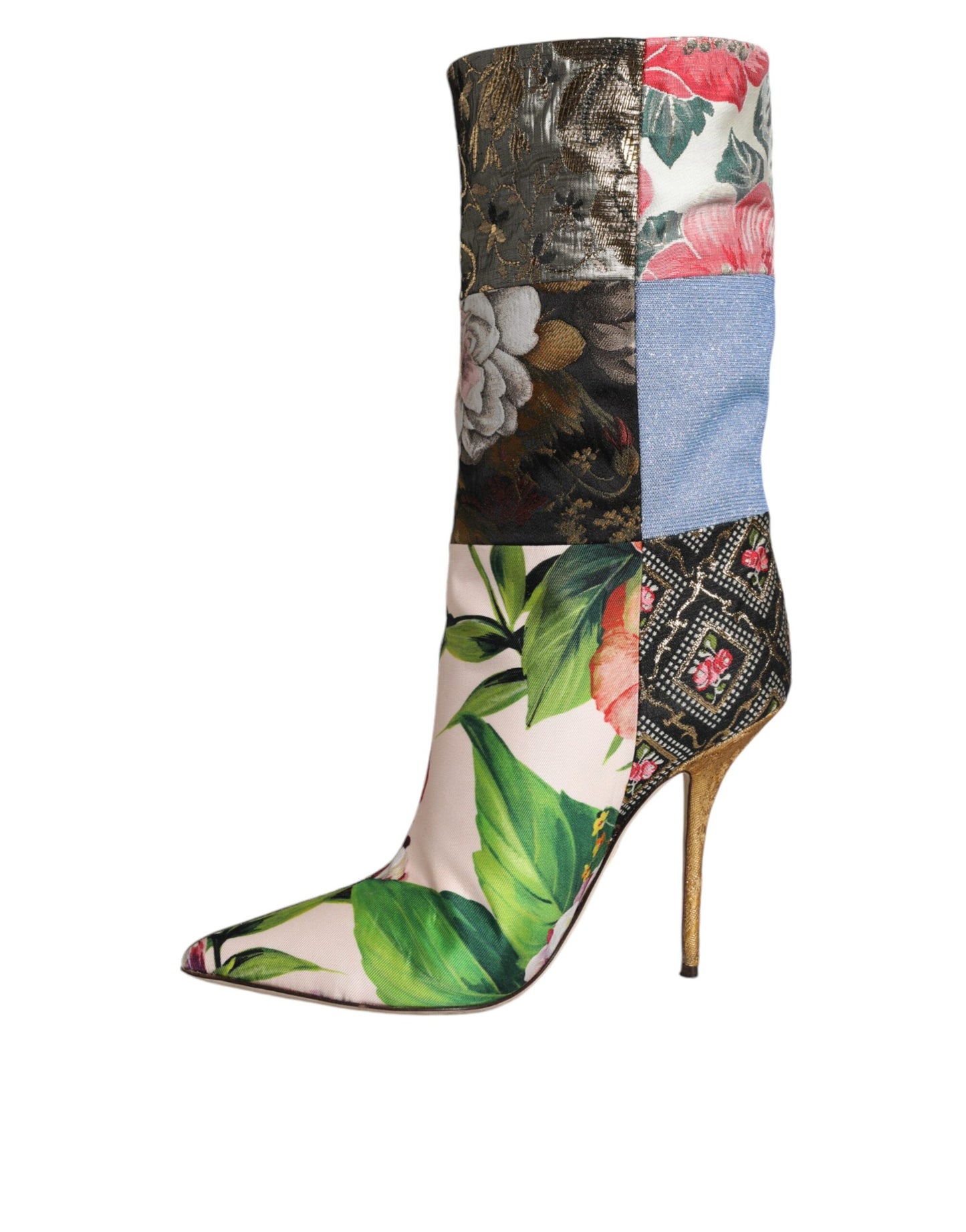 Dolce & Gabbana Multicolor Patchwork Print Heeled Boots Shoes