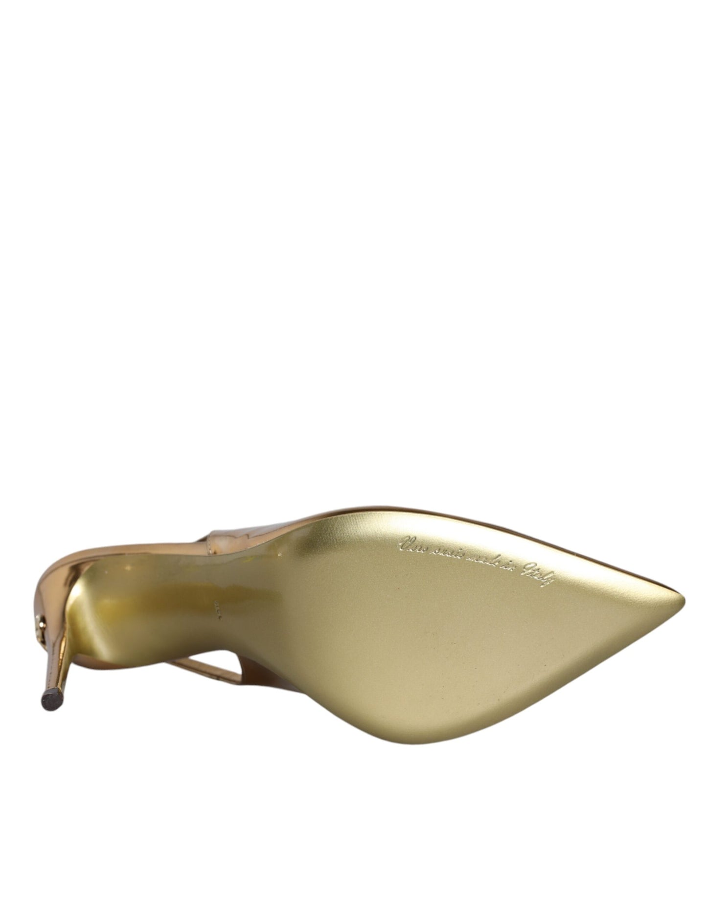 Dolce & Gabbana Gold Patent Leather Heels Slingback Shoes