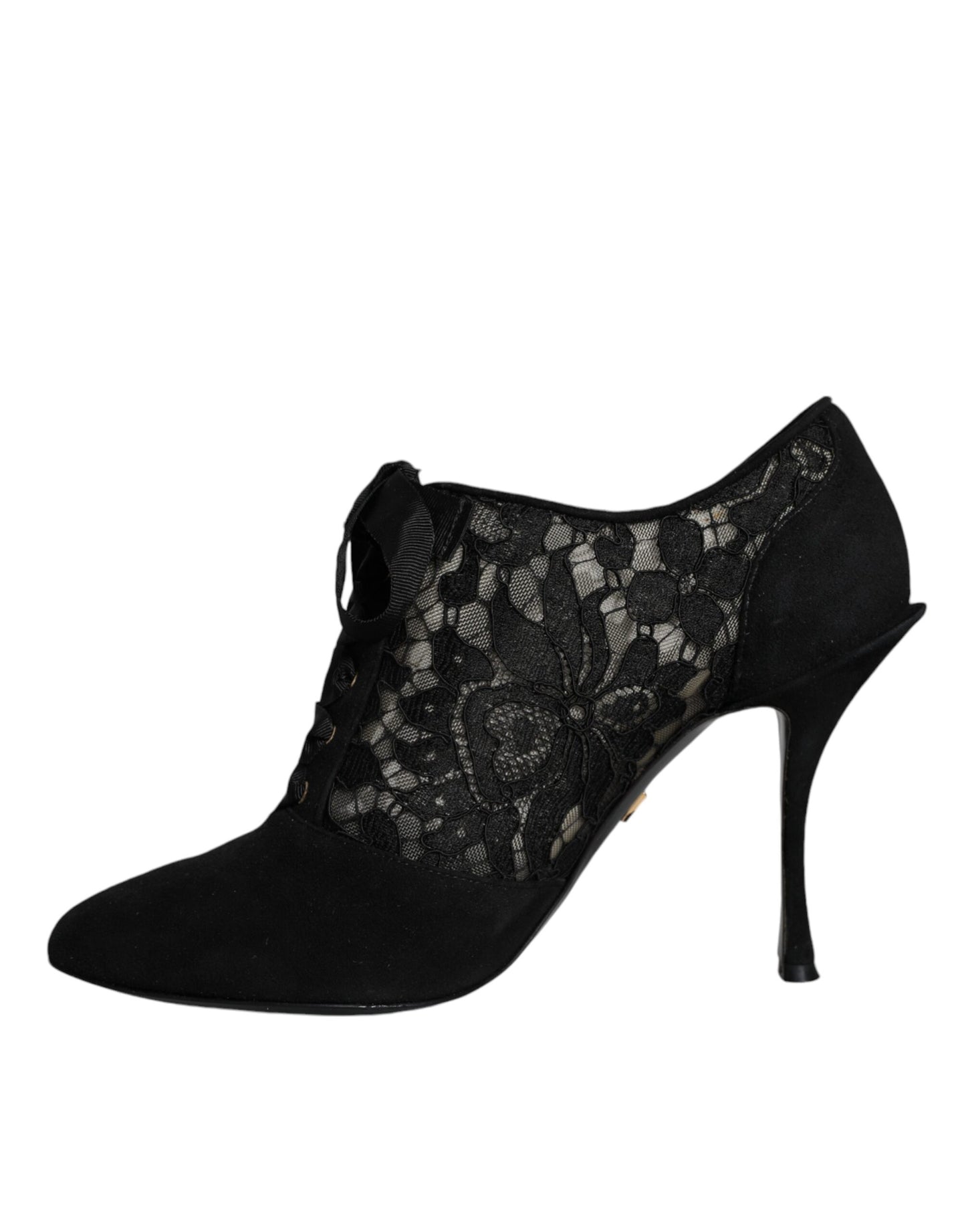 Dolce & Gabbana Black Taormina Lace Up Stretch Heels Shoes