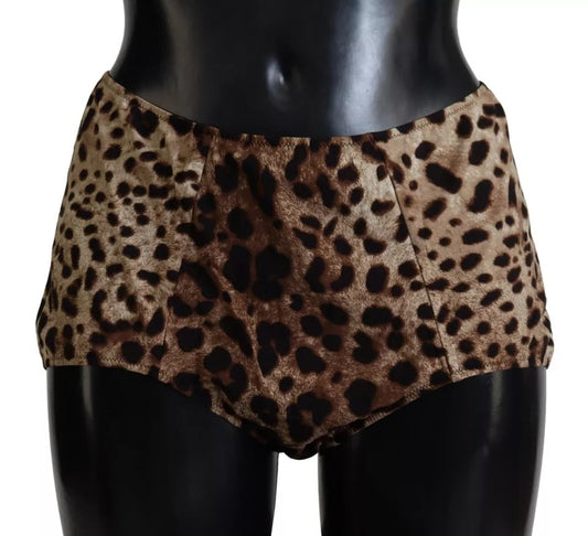 Dolce & Gabbana Brown Leopard Print Swimsuit Swimwear Bikini Bottom