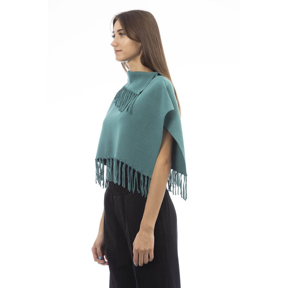 Alpha Studio Green Wool Women Poncho