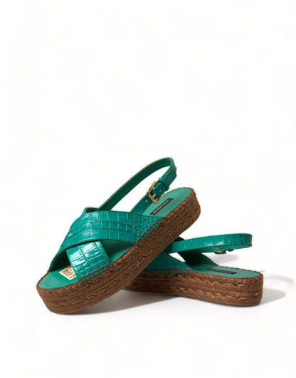 Dolce & Gabbana Elegant Green Espadrille Platform Sandals