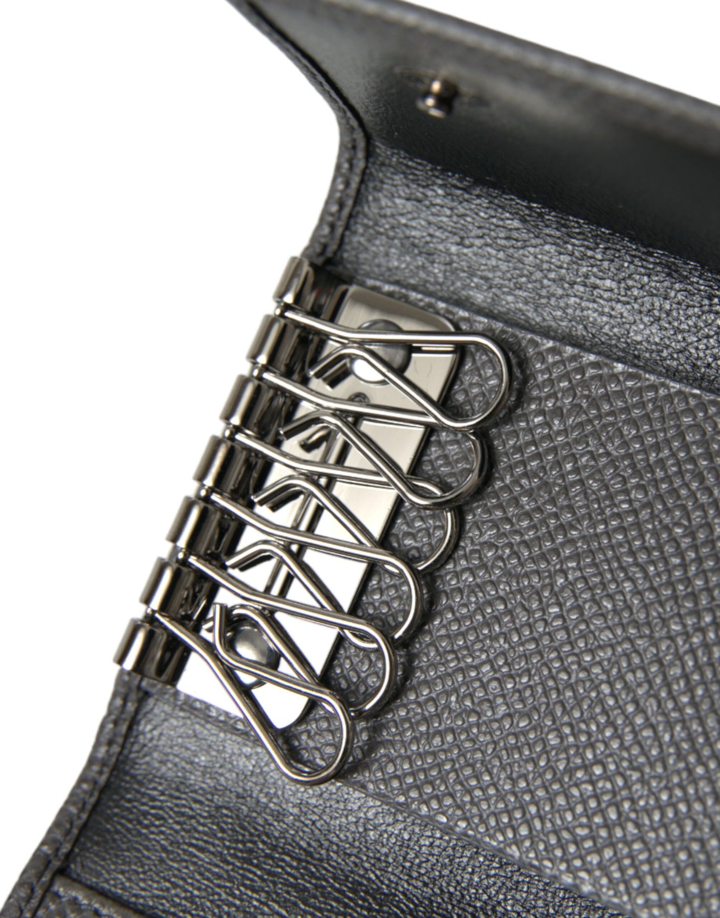 Dolce & Gabbana Chic Gray Leather Trifold Key Holder