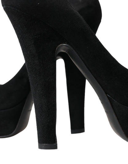 حذاء دولتشي آند غابانا ذو الكعب العالي من جلد الغزال الأسود