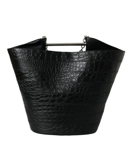 حقيبة Balenciaga أنيقة من جلد التمساح الأسود