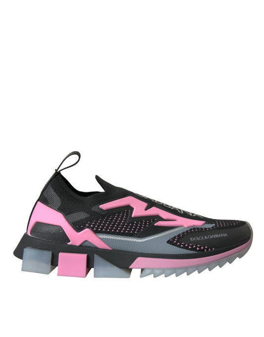 Dolce & Gabbana Black Pink Slip On Sorrento Sneakers Shoes