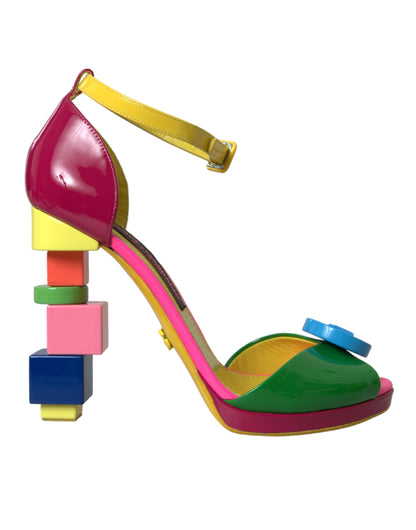 حذاء دولتشي آند غابانا بكعب جلدي متعدد الألوان