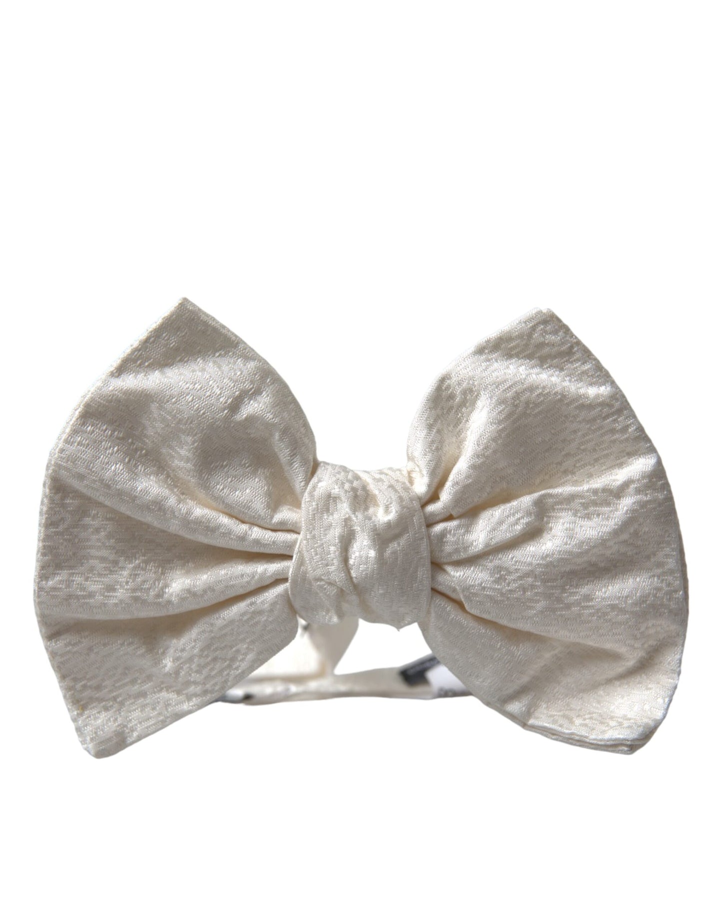 Dolce & Gabbana White Textured Cotton Adjustable Neck Bow Tie