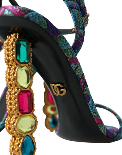 حذاء دولتشي آند غابانا صندل جاكار كريستال متعدد الألوان