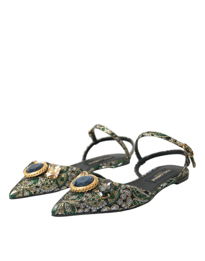 حذاء دولتشي آند غابانا متعدد الألوان جاكار كريستال صندل Slingback