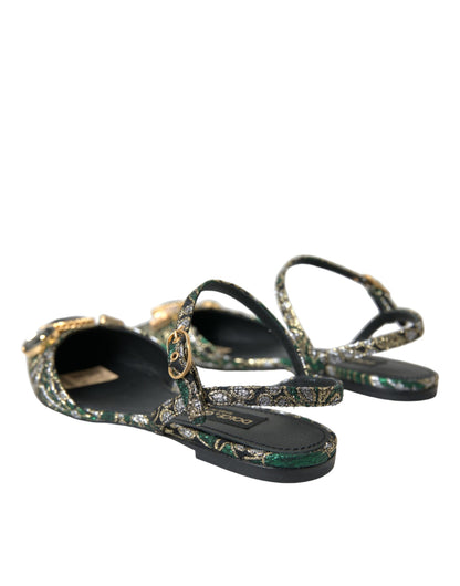 حذاء دولتشي آند غابانا متعدد الألوان جاكار كريستال صندل Slingback