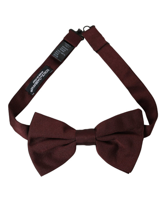 Dolce & Gabbana Maroon Silk Adjustable Neck Men Bow Tie