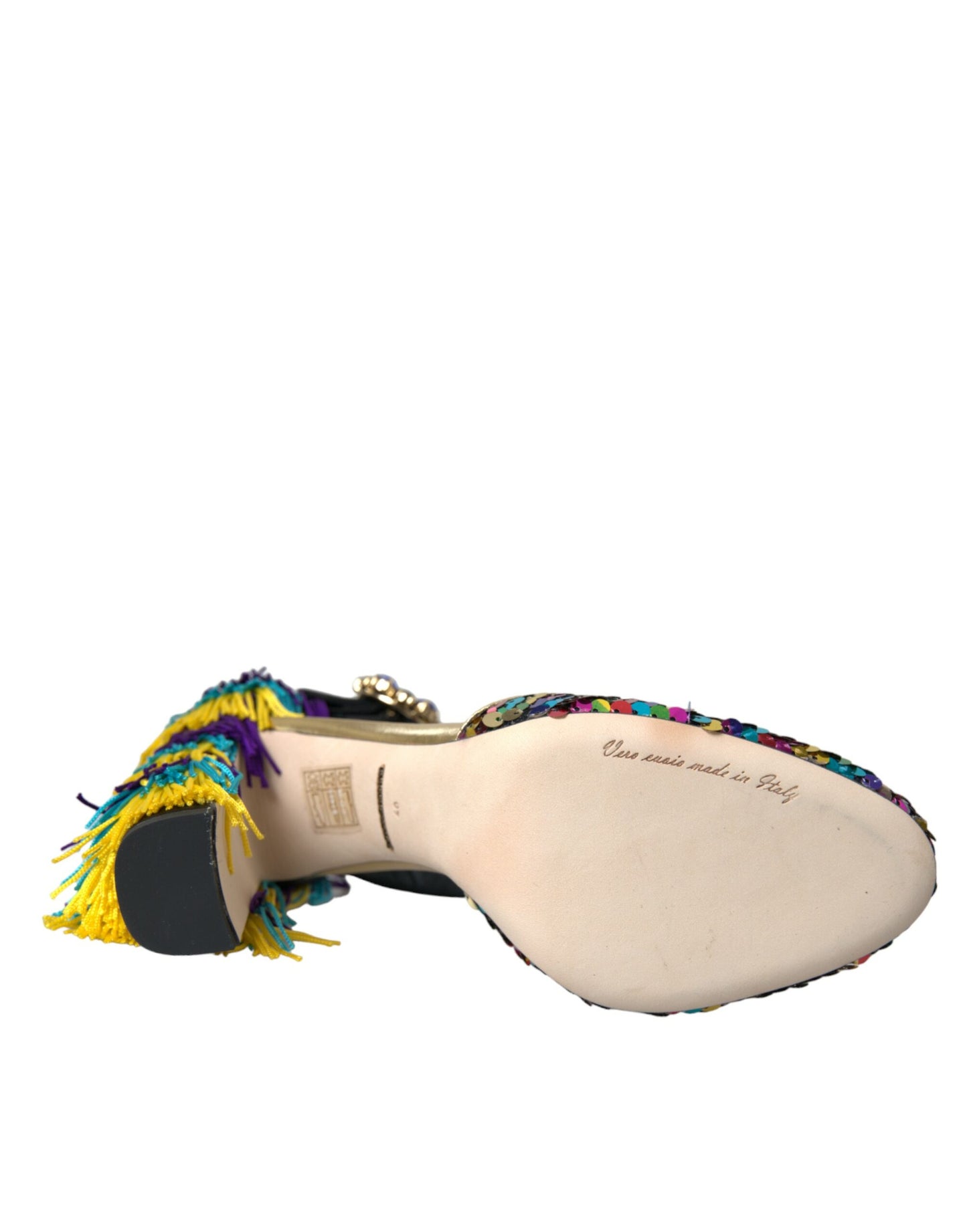 حذاء دولتشي آند غابانا ماري جين متعدد الألوان مزين بالترتر والكريستال