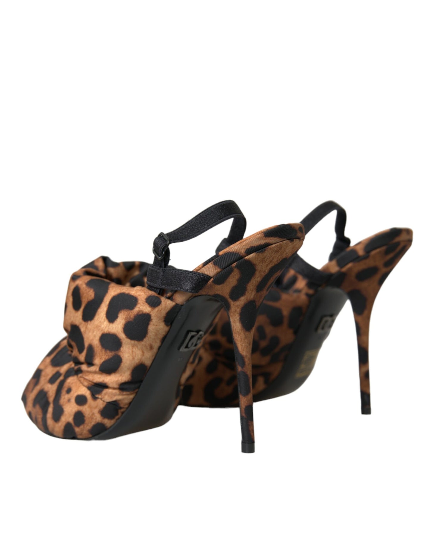 Dolce & Gabbana Brown Leopard Slingback Heels Sandals Shoes