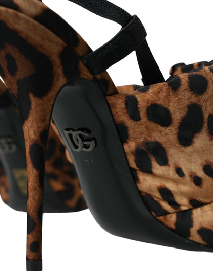 Dolce & Gabbana Brown Leopard Slingback Heels Sandals Shoes