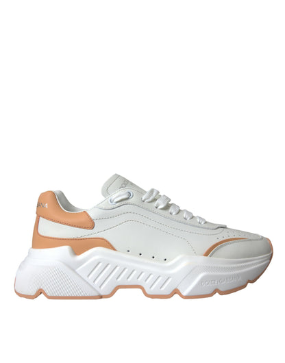Dolce & Gabbana White Peach DAYMASTER Leather Sneakers Shoes