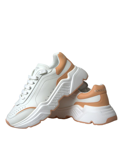 Dolce & Gabbana White Peach DAYMASTER Leather Sneakers Shoes