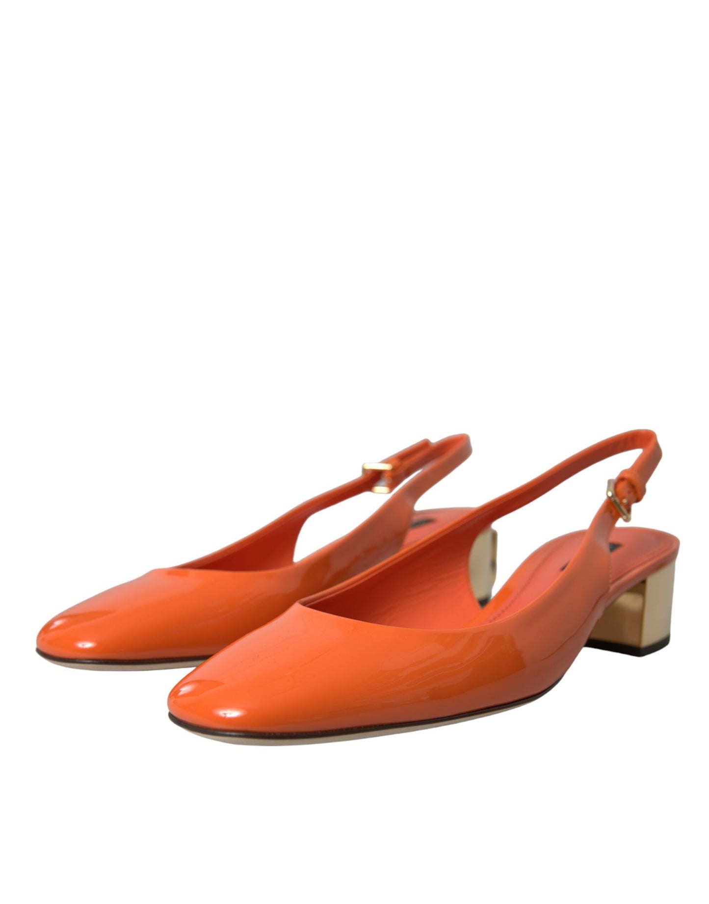 حذاء دولتشي آند غابانا من الجلد باللون البرتقالي