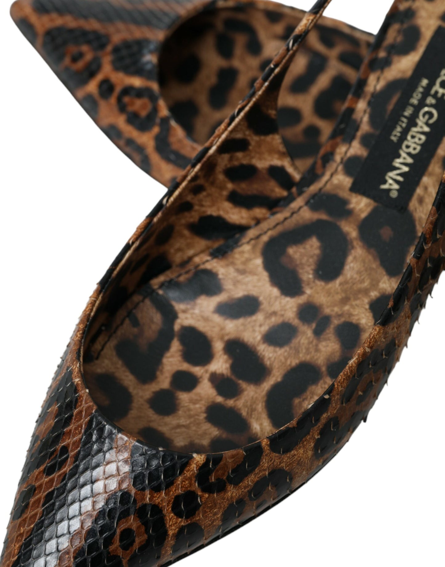 Dolce & Gabbana Brown Leopard Exotic Skin Slingback Shoes