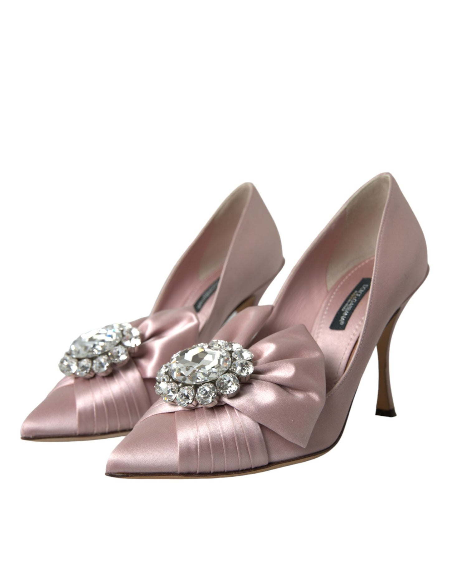 Dolce & Gabbana Pink Satin Crystal High Heels Pumps Shoes