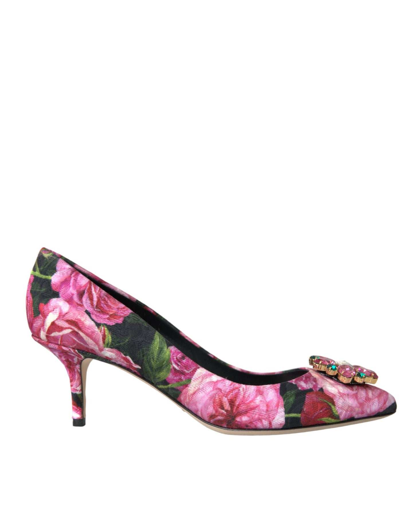 Dolce & Gabbana Multicolor Floral Brocade Crystal Heels Pumps Shoes