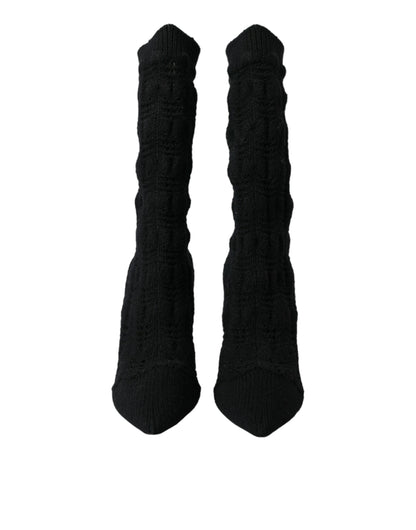 حذاء دولتشي آند غابانا بكعب ستيليتو أسود وأحذية طويلة متوسطة الساق