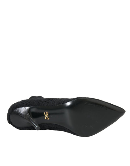 حذاء دولتشي آند غابانا بكعب ستيليتو أسود وأحذية طويلة متوسطة الساق