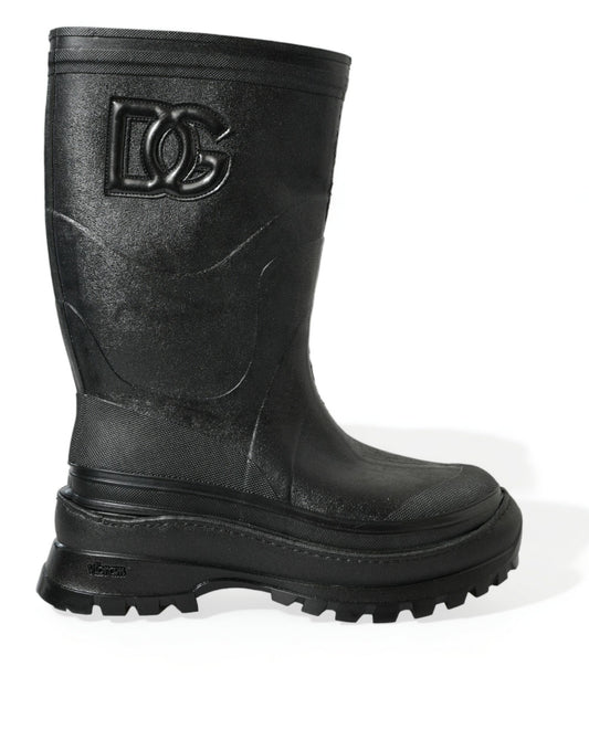 Dolce & Gabbana Sleek Metallic Rubber Rain Boots with DG Logo