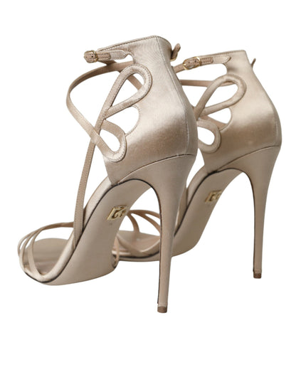 Dolce & Gabbana Beige Leather Strappy Heels Sandals Shoes