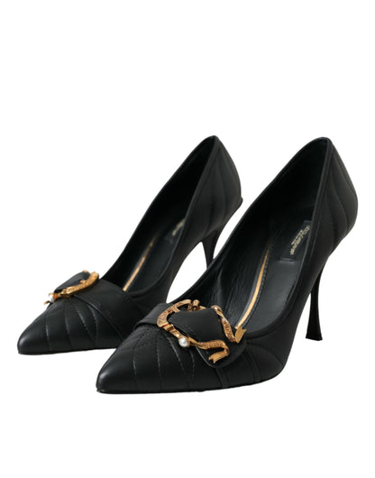 حذاء دولتشي آند غابانا ذو الكعب العالي من الجلد باللون الأسود