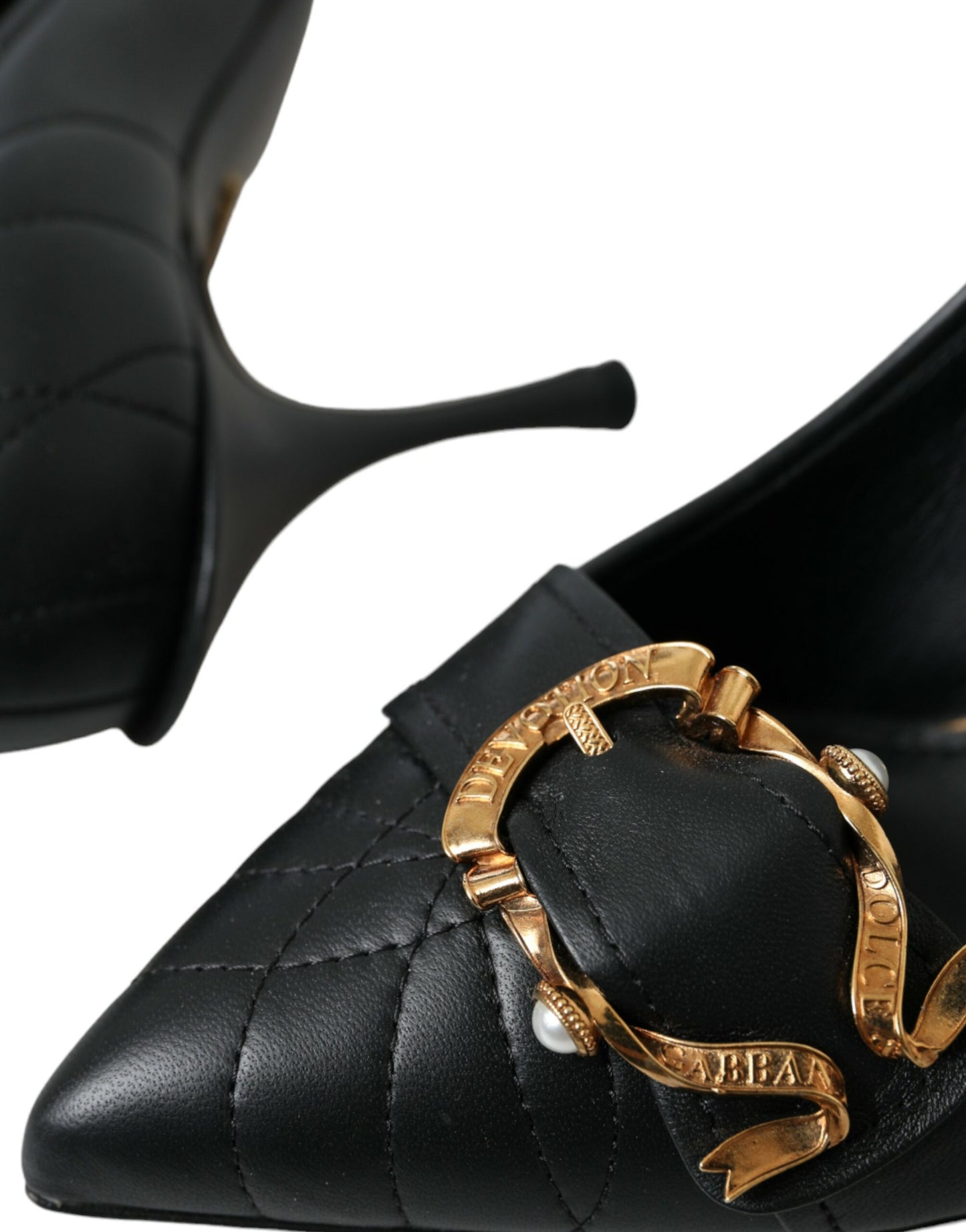 حذاء دولتشي آند غابانا ذو الكعب العالي من الجلد باللون الأسود