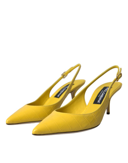 حذاء دولتشي آند غابانا بكعب منخفض من الجلد الأصفر