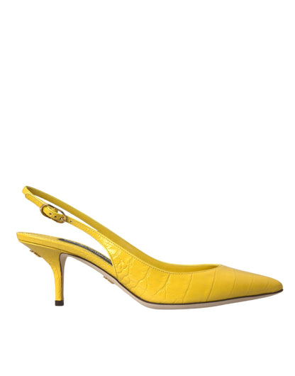 حذاء دولتشي آند غابانا بكعب منخفض من الجلد الأصفر
