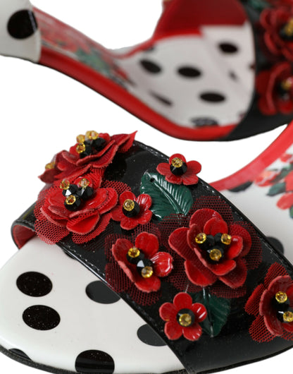 حذاء دولتشي آند غابانا صندل جلدي مزين بالكريستال متعدد الألوان