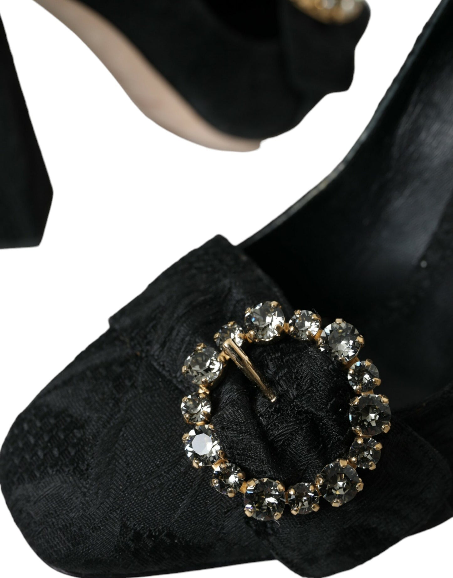 Dolce & Gabbana Black Brocade Crystals Heels Pumps Shoes