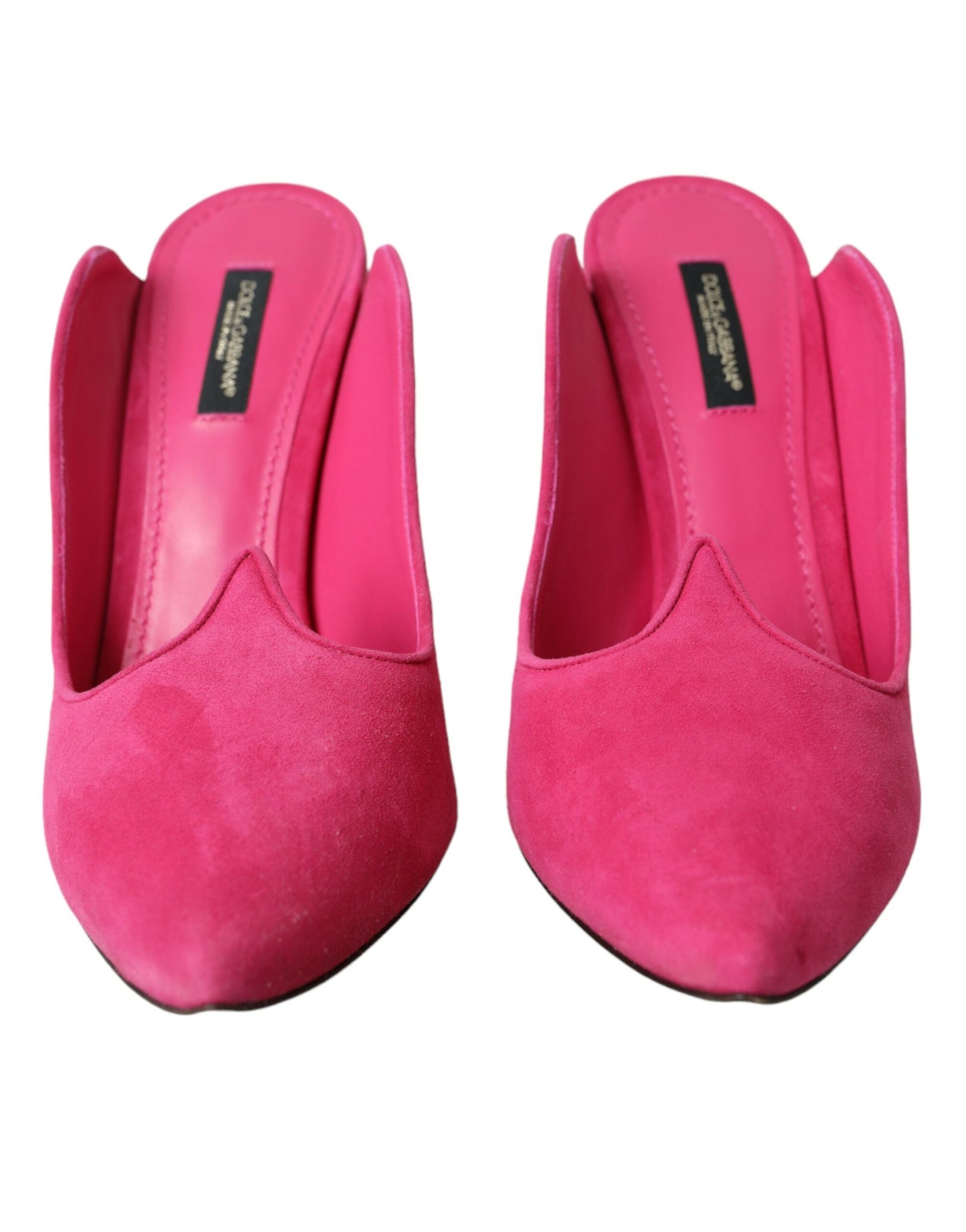 Dolce & Gabbana Fuchsia Suede Leather Mules Sandals Shoes