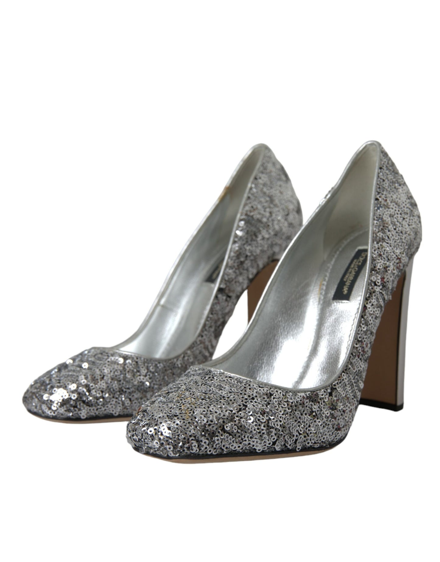 Dolce & Gabbana Silver Sequin Embellished Heels Pumps Shoes