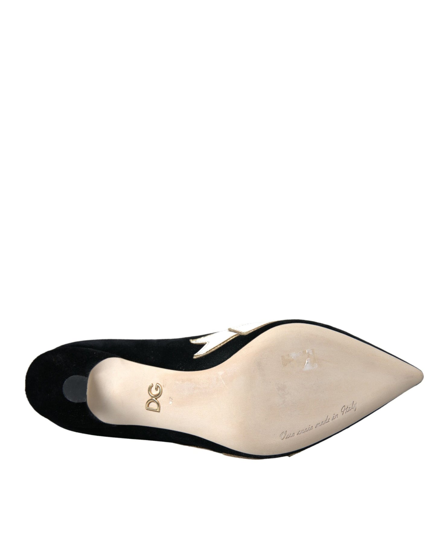 حذاء كعب أماري من جلد الغزال الأسود من دولتشي آند غابانا