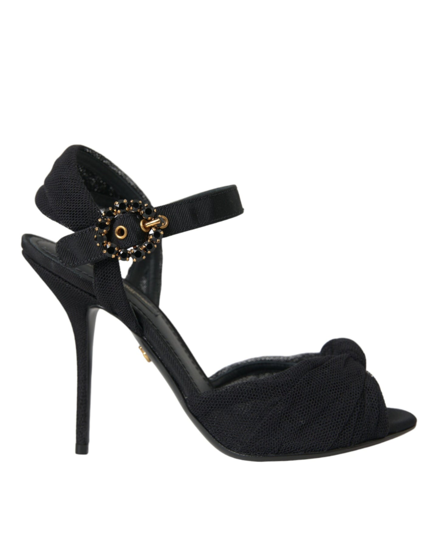 Dolce & Gabbana Black Suede Embellished Heels Sandals Shoes