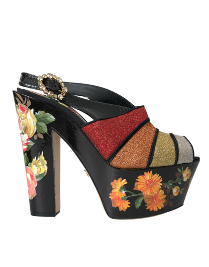 حذاء دولتشي آند غابانا متعدد الألوان ذو نعل سميك مزين بالكريستال