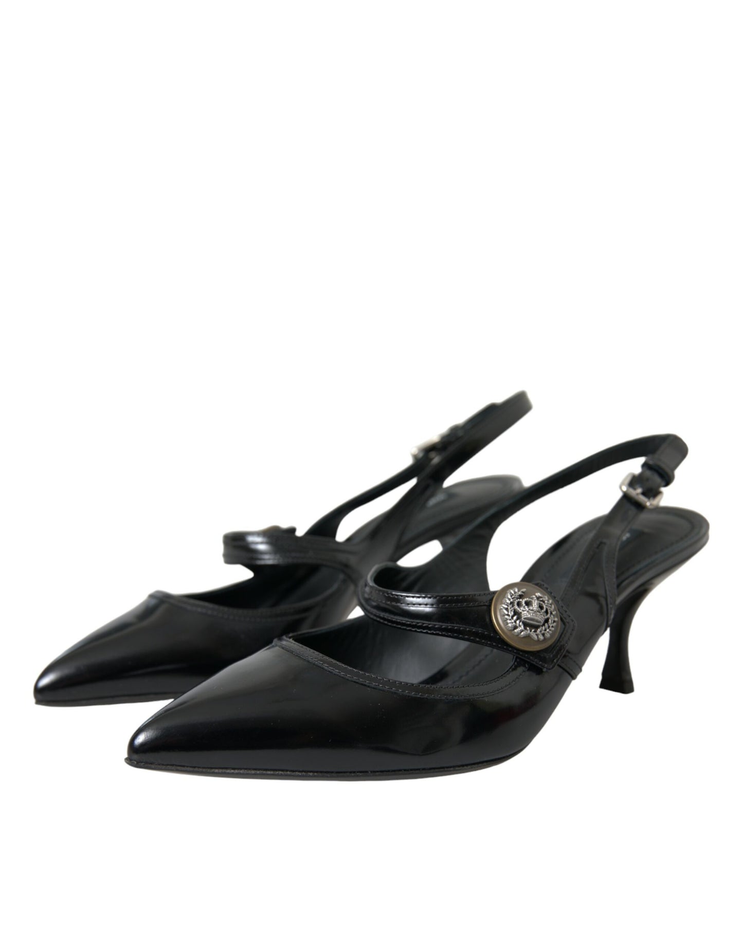 حذاء دولتشي آند غابانا مصنوع من الجلد الأسود مزين بأحذية خفيفة