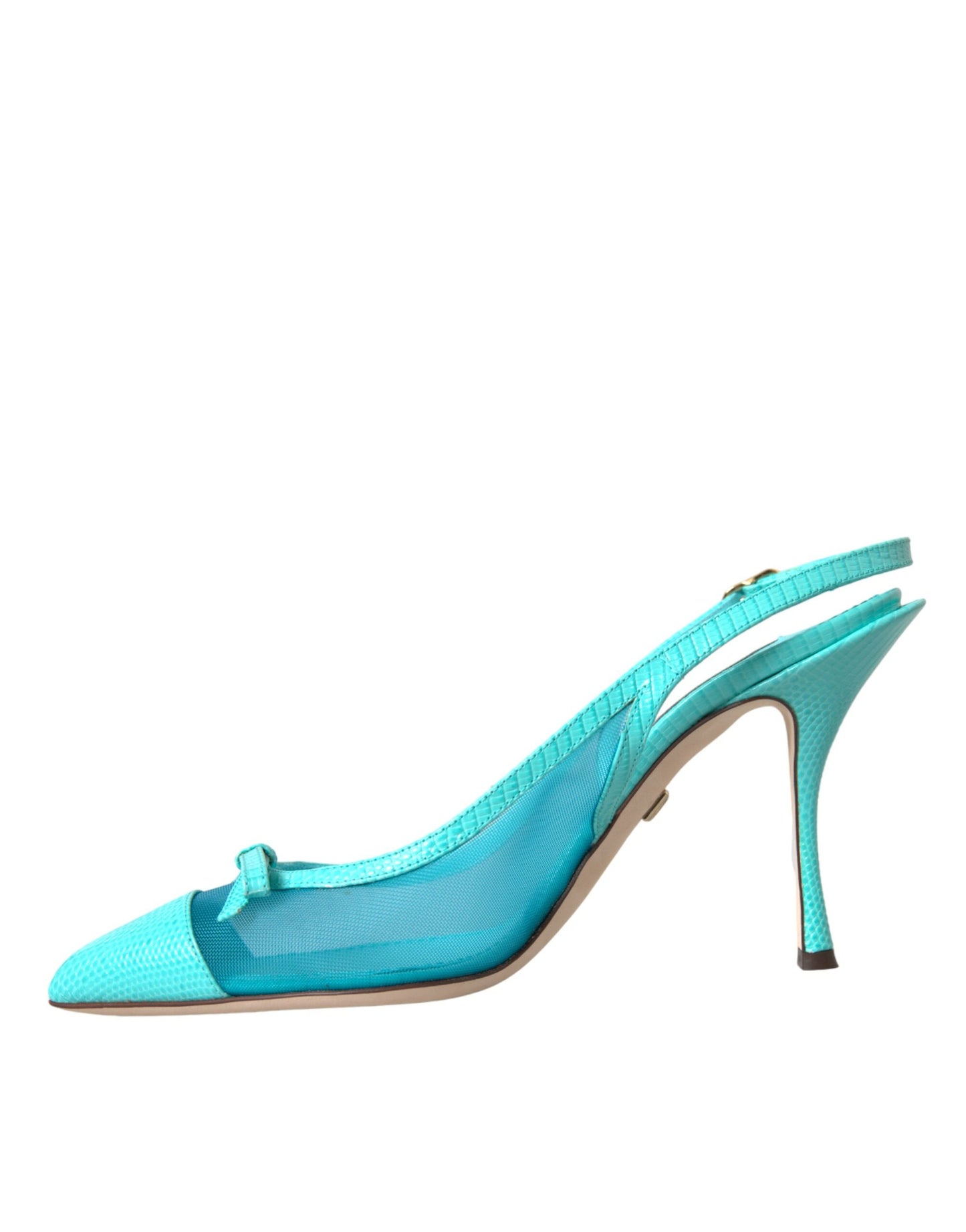 حذاء دولتشي آند غابانا من الجلد الأزرق ذو الكعب العالي ذو الكعب العالي