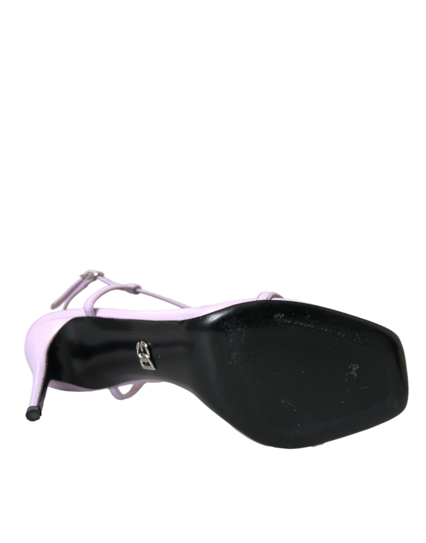 حذاء دولتشي آند غابانا صندل بكعب وشريط للكاحل مصنوع من الجلد باللون الأرجواني