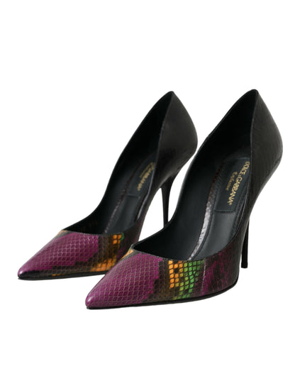 حذاء دولتشي آند غابانا ذو الكعب العالي والجلد الغريب متعدد الألوان