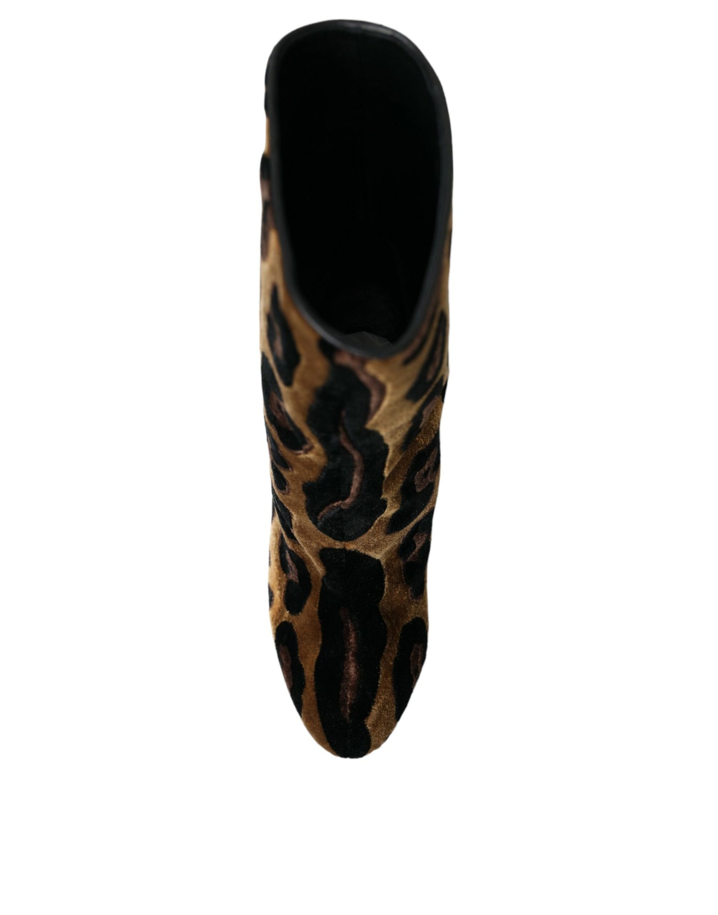 Dolce & Gabbana Brown Giraffe Leather Mid Calf Boots Shoes