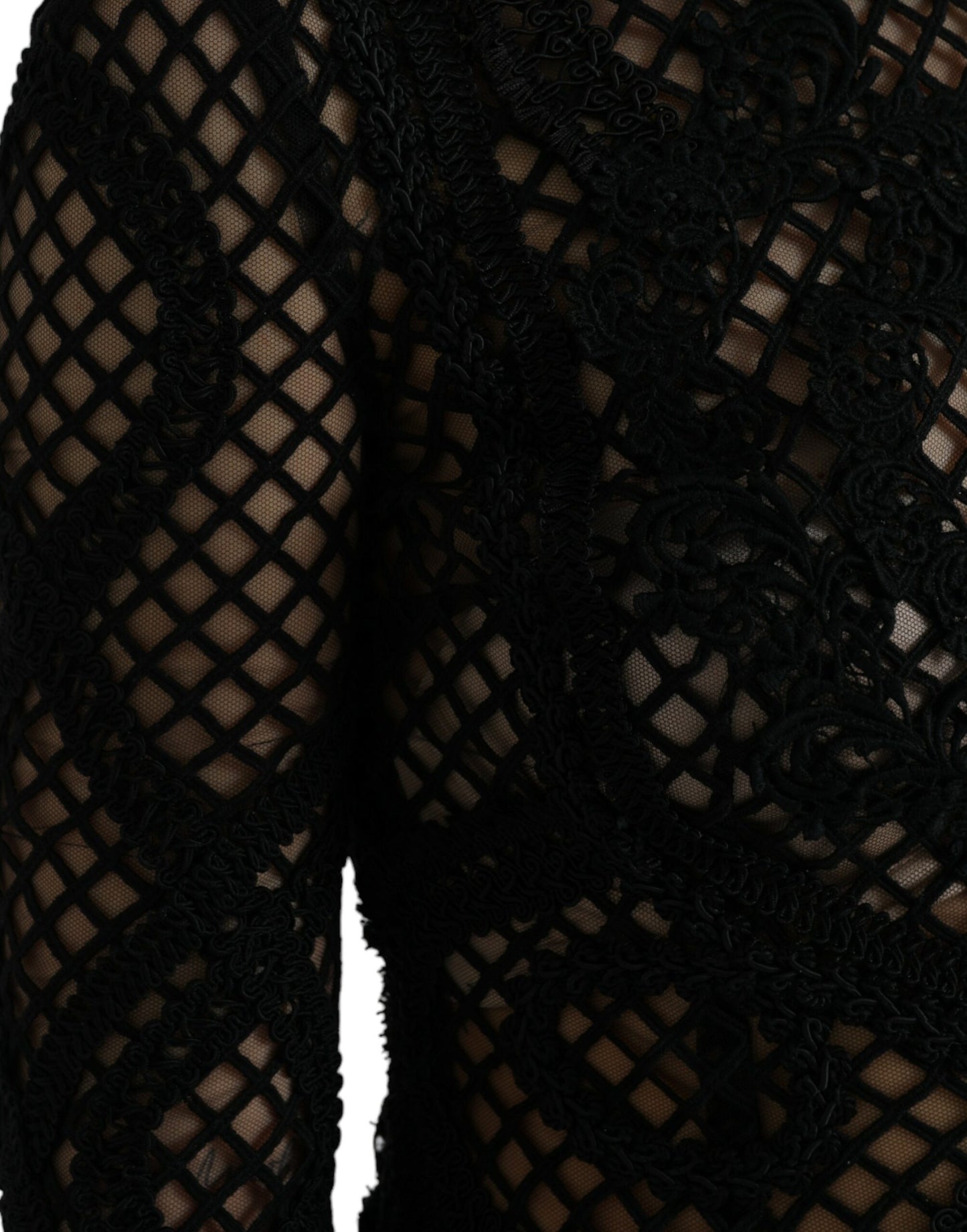 Dolce & Gabbana Black Sheer Long Sleeves Sheath Midi Dress