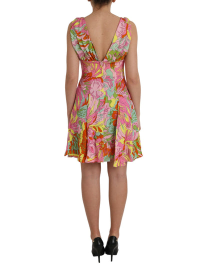 Dolce & Gabbana Multicolor Floral Silk Flared Mini Dress