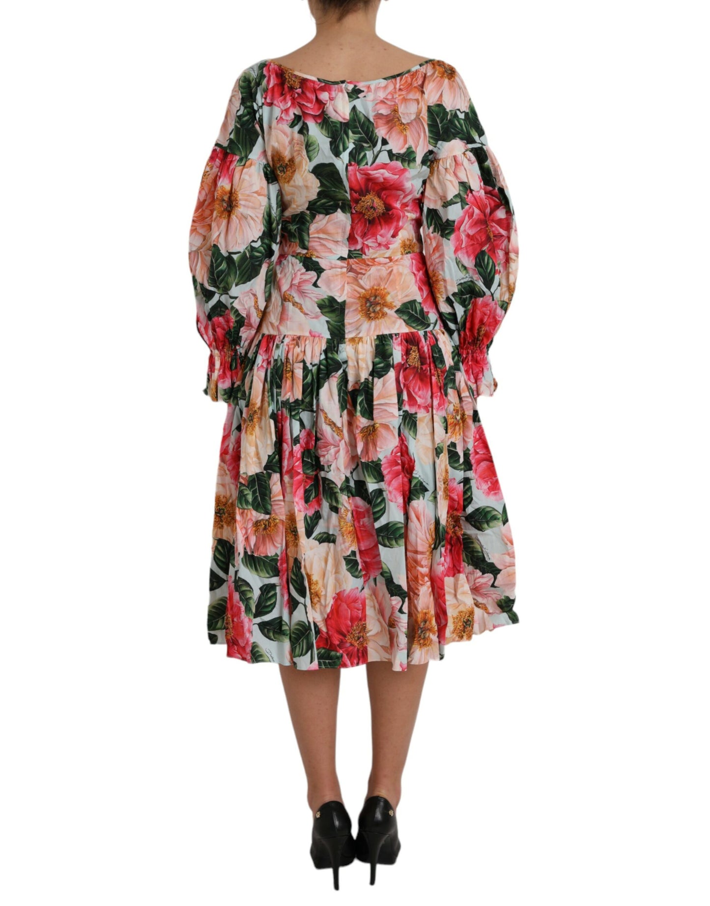 Dolce & Gabbana Multicolor Floral CottonAline Pleated Dress